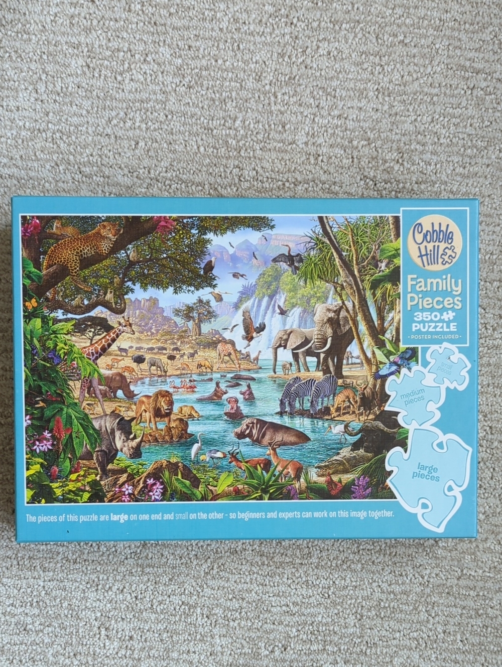 ​Cobble Hill Puzzle Family Pieces 350+  (African Wildlife / Savannah Scene)